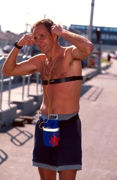 Gerhard Berger (AUT) prepares for the first race of the season at the new Melbourne circuit with some running, aided by some cool tunes to listen to on the way. Australian Grand Prix, Melbourne, 10 March 1996. Gerhard Berger, Andrea Iannone, Alain Prost, Australian Grand Prix, Mclaren Mp4, 10 March, After Running, Motorsport Photography, Ford Gt40