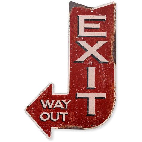 Handcrafted Vintage Exit Arrow Steel Sign (pss00002) ($36) ❤ liked on Polyvore featuring home, home decor, wall art, filler, home & living, home dÃ©cor, phrase, quotes, saying and silver Old Graphic Design, Arrow Poster, Faux Rust, Wooden Arrows, Arrow Sign, Business Environment, Exit Sign, Vintage Industrial Decor, Photo Texture