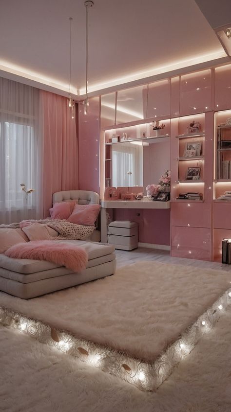 Discover the latest trends and ideas for creating a girly room for teens women and kids From cute and small to simple and aesthetically pleasing incorporate shades of pink purple and blue for a stylish touch Explore the best tips and inspiration for designing a girly room in various shades of pink perfect for teens with a dark aesthetic Girlie Room Aesthetic, Luxury Teen Girl Bedroom, Pink Girly Room Aesthetic, Girly Room Ideas For Teens, Women Bedroom Ideas Grown, Pink And Purple Girls Room, Dark Blue Rooms, Purple Girls Room, Teen Room Designs