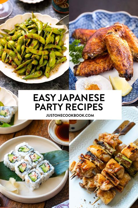 15 Easy Japanese Party Recipes • Just One Cookbook Easy Asian Potluck Dishes, Japanese New Years Food, Easy Japanese Snacks, Japanese Snack Recipes, Japanese Appetizers Easy, Asian Picnic Food Ideas, Japanese Starters, Japanese Party Ideas, Japanese Potluck