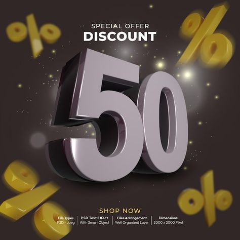 Sale Banner, Text Effects, 3d Rendering, Special Offer, Square