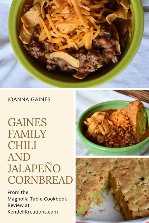 Joanna Gaines Jalapeno Cornbread Recipe, Joanna Gaines Chili, Magnolia Chili Recipe, Joanna Gaines Chili Recipe, Gaines Family Chili, Magnolia Recipe, Gains Recipes, Cornbread Corn, Magnolia Table Recipes