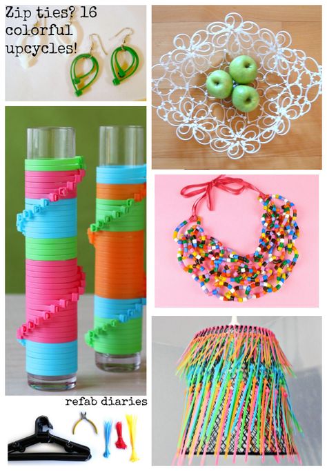 Upcycle with cable ties.  Who knew cable ties could be used for more than tying cables? Upcycling Crafts, Upcycle Kids, Tie Crafts, Plastic Bottle Crafts, Upcycle Recycle, Cable Tie, Cable Ties, Upcycle Projects, Upcycled Crafts