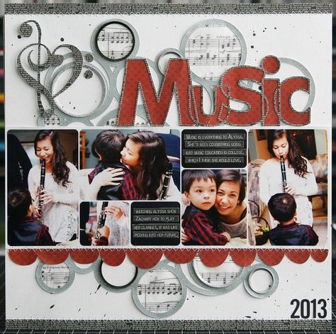 Music Music Theme Scrapbook, Piano Scrapbook Layouts, Music Scrapbook Layouts, Music Scrapbook Page, Nashville Scrapbook Layouts, October Scrapbook, Concert Scrapbook, Music Scrapbook, Music Title