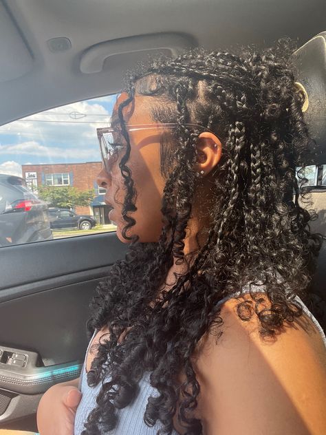 Natural Braids With Curls At The End, Curly Cuts, Summer Braids, Cute Curly Hairstyles, Cute Box Braids Hairstyles, Curly Hair Styles Easy, Protective Hairstyles Braids, Hairdos For Curly Hair, Natural Curls Hairstyles