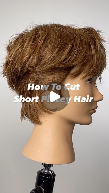 Gilad | Hair Video Education on Instagram: "How to cut short piecey hair 🐺 

1. Break the Headform down, I also separate the head in to its areas to stay organized and control what silhouette I create in each area of the head. 

2. Use vertical or diagonal sections to break down weight and create a tighter shape. Vertical lines slim shapes down, diagonal lines create roundness and softness. Utilize theee lines of design to create a custom sized end result based on guest texture, density, and suitability.

3. Use a texture shear to sculpt the final shape on dry hair. I love the @arcscissors Symmetry 10/10 Texturizer because it takes away a lot of hair at once so I can easily carve custom shapes with it. 

Hair styled with @kenraprofessional Volume Mousse 

#haircut #haireducation #haircutt How To Cut Short Hair, Volume Mousse, A Lot Of Hair, Haircut Tip, Short Haircut Styles, Diagonal Lines, Good Excuses, Hair Haircuts, Vertical Lines