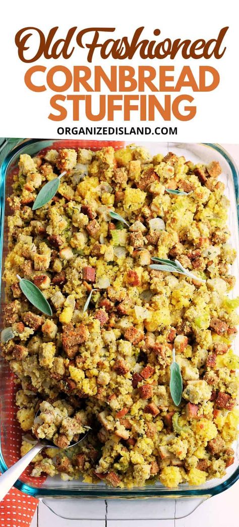 Homemade Cornbread Stuffing Recipe, Cornbread Stuffing Casserole, Homemade Cornbread Stuffing, Homemade Stuffing Recipes, Old Fashioned Cornbread, Easy Homemade Cornbread, Cornbread Stuffing Recipes, Thanksgiving Stuffing Recipes, Recipes Sides