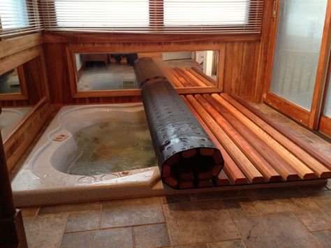 Diy Outdoor Deck, Outdoor Deck Ideas, Whirlpool Deck, Ideas De Piscina, Wood Tub, Hot Tub Landscaping, Indoor Hot Tub, Hot Tub Room, Hot Tub Designs