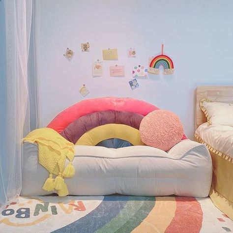 Designer Rainbow Bean Bag Recliner Chair Sofa ✨ #toddlergames #toddlers #toddlertoys #firstbirthday #firstbirthdayideas #nurserydecor #nursery #babyroom #babyroomdesign #kidsroom #toddlerroom #montessory #woodentoys #firstbirthdayparty #kidsofinstagram #playroomdecor #woodentoys #imagineplay #playroomdecor #playroomdesign #toddlerapproved #activitiesforkids #education #stemforkids Single Couch, Modern Moroccan Style, Floor Couch, Modern Recliner, Bean Bag Sofa, Lazy Sofa, Chair Sofa, Small Sofa, Single Sofa