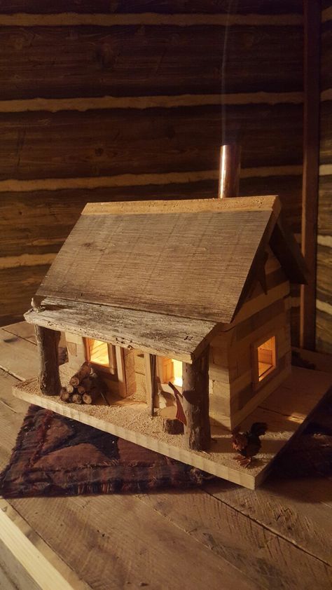 Log Cabin nightlight with  incense burner. Burning Balsam Fir incense sticks smells like a camp fire. Diy Mini Log Cabin, Miniature Log Cabin Diy, Log Cabin Bird House Ideas, Diy Mini Cabin, Log Cabin Dollhouse, Log Cabin Bird House, Miniature Log Cabin, Log Cabin Craft, Miniature Cabin