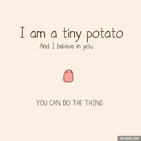 For everyone who doesn't believe in themselves. Tiny Potato, Potato Funny, Funny Laugh, Meme Pictures, New Memes, Funny Moments, Believe In You, Daily Dose, You Can Do