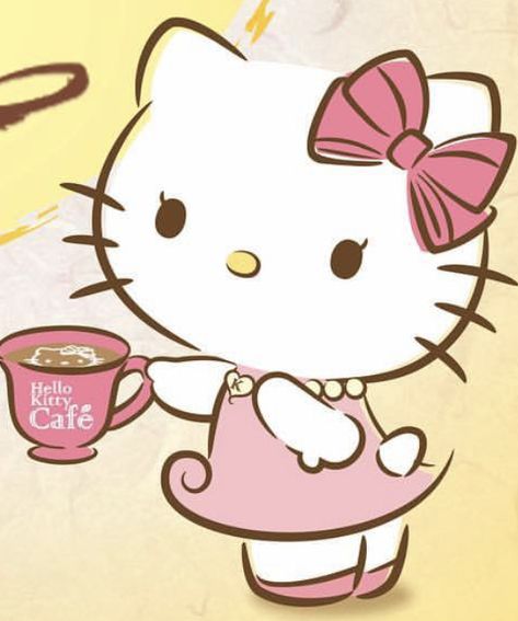 Hello Kitty Cafe Hello Kitty Boba Tea, Hello Kitty Drinking, Hello Kitty Drink, Kitty Drink, Cafe Hello Kitty, Kitty Tattoos, Hello Kitty Cookies, Sanrio Collection, Seahorse Tattoo