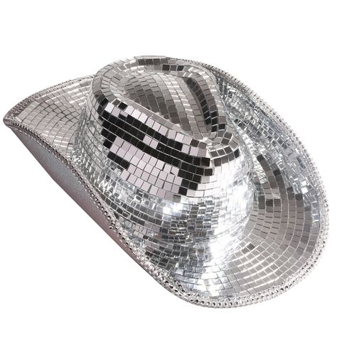 Disco Ball Cowboy Hat, Disco Cowboy Hat, Bridal Party Hats, Disco Cowboy, Bachelorette Party Hat, Mens Beret, Glitter Mirror, Cowgirl Wedding, Cowgirl Party