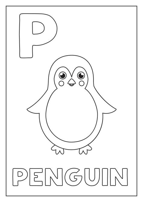 Learning English alphabet for kids. Letter P. Cute penguin. P For Penguin, English Alphabet For Kids, Letter P Crafts, Cute Letter, Cute Penguin, English Alphabet, Alphabet For Kids, English Letter, Letter P