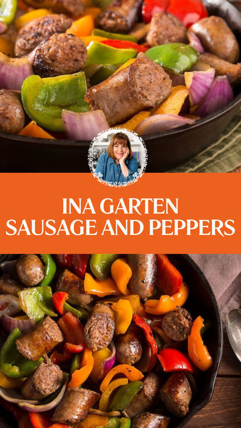 Ina Garten Sausage And Peppers Chicken Sausage And Peppers Crockpot, Ina Garten Sausage And Peppers, Sausage And Peppers Bake, Turkey Sausage Peppers And Onions, Best Sausage And Peppers Recipe, Sausage And Peppers And Onions, Chicken Sausage And Peppers, Sausage And Bell Peppers, Sausage And Peppers Crockpot