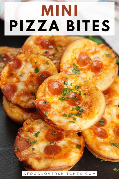 Mini Pizza Bites: The Ultimate Party Snack - A Food Lover's Kitchen Party Pizza Appetizers, Cheese Pizza Appetizer, Pepperoni Pizza Appetizers, Pepperoni Bites Appetizers, Mini Pepperoni Recipes, Pizza Snacks For Kids, Pizza Type Appetizers, Mini Pizza Cups, Muffin Tin Pizza Bites