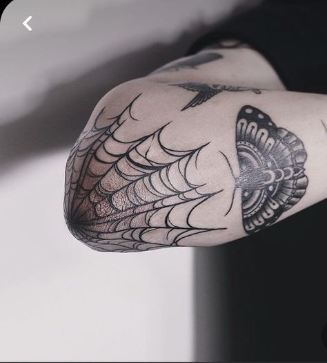 Spiderweb Elbow Ditch Tattoo, Spider Web Tattoos On Elbow, Spider Elbow Tattoo Men, Spider Wed On Elbow Tattoo, Elbow Tattoo Web, Spider's Web Tattoo, Cobweb Elbow Tattoo, Shoulder Spider Web Tattoo, Spider Net Tattoo