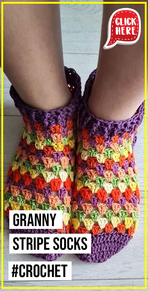 Crochet Granny Socks Free Pattern, Granny Square Socks Free Pattern, Granny Square Slippers Free Pattern, Granny Square Socks, Easy Crochet Socks For Beginners, Crochet Socks Free Pattern For Beginners, Yoga Socks Crochet Pattern, Crochet Sock Patterns, Crochet Socks Free Pattern