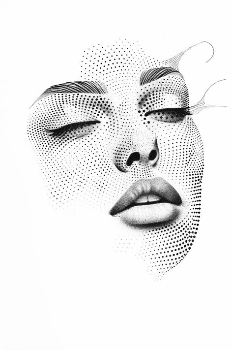 Girl Face Tattoo Design, Dot Work Tattoo Design, Face Tattoo Design, Stippling Drawing, Modern Art Tattoos, Face Tattoos For Women, Tattoo Dotwork, Girl Face Tattoo, Water Tattoo