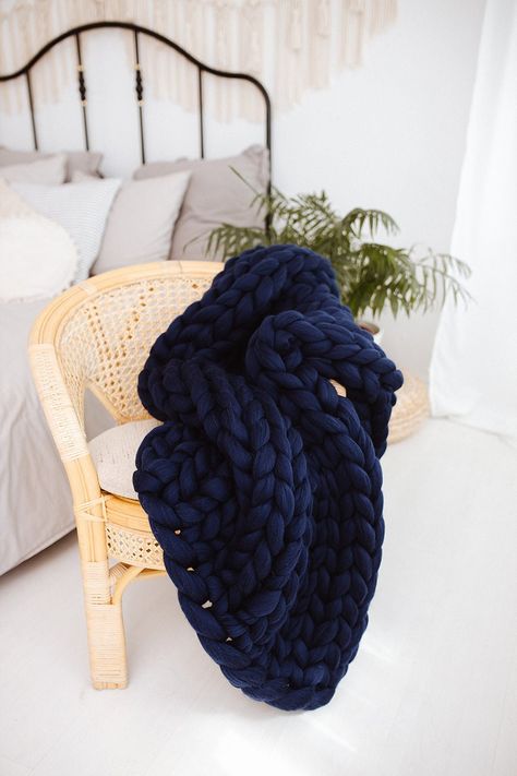 Navy Blanket Chunky Knit Blanket Navy Throw Blanket Chunky - Etsy Australia Navy Throw Blanket, Arm Knit Blanket, Super Chunky Blanket, Knit Decor, Chunky Blankets, Giant Knit Blanket, Navy Throw, Boho Throw Blanket, Chunky Knit Throw Blanket