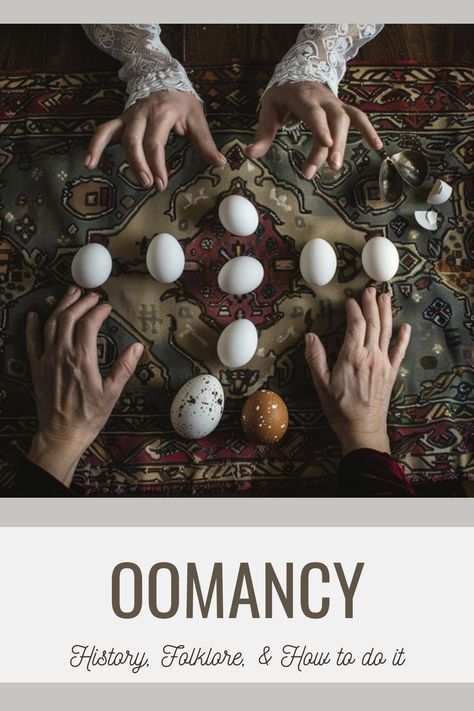 Crack the secrets of 'Oomancy: History, Folklore, & How to do it' 🥚🔮. Dive into the ancient art of egg divination, exploring its intriguing history and folklore. Learn the mystical technique of interpreting shapes and patterns formed by egg whites in water. Perfect for those curious about unique divinatory methods and seeking to add a touch of whimsy to their magical repertoire. 🌊✨ #EggDivination #OomancyMagic Herbal Grimoire, Divination Magic, Witchcraft Stuff, Divination Witch, Spirit Animal Meaning, Divination Methods, Higher Vibration, Animal Meanings, Pagan Altar