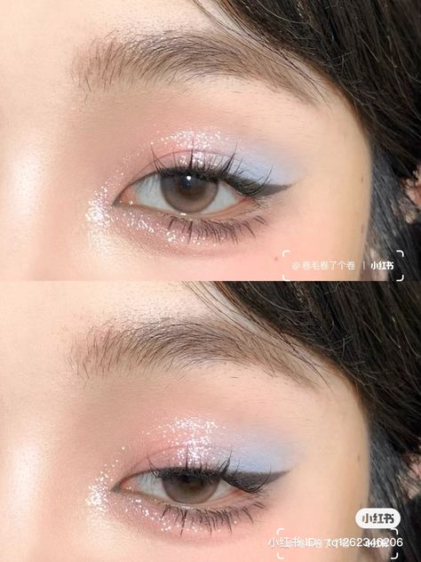 Sky Blue Eye Makeup, Sky Blue Makeup, Sky Blue Eyes, Eyes Ideas, Blue Makeup Looks, Makeup Light, Douyin Makeup, Fun Makeup, Makeup Aesthetic