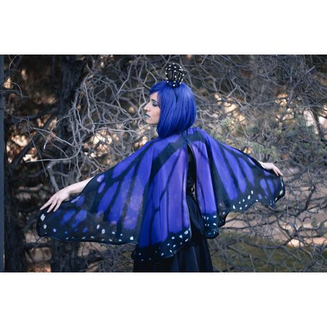 Blue Butterfly Cape Monarch Cloak Dance Wings Costume Short Small... ($65) ❤ liked on Polyvore featuring dark olive and women's clothing Pirate Corset, Wedding Cottagecore, Melanie Martinez Outfits, Blue Butterfly Wings, Cosplay For Women, Mushroom Hair, Butterfly Fashion, Wings Costume, White Butterfly