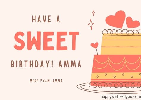 Send Happy Birthday Amma Wishes  and messages to make sure you do not miss any important occasion. Amma is a very special person in your life and you cannot just ignore her birthday. You must send her the best Happy Birthday Messages to Amma let her know you care about her all the time. You... The post Happy Birthday Amma Wishes Messages – Pyari Amma appeared first on HappyWishes4you. Happy Birthday Amma, Best Happy Birthday Message, Birthday Cards For Mother, Happy Birthday Mother, Digital Birthday Cards, Happy Birthday Printable, First Birthday Cards, Birthday Cards For Mom, Postcard Invitation