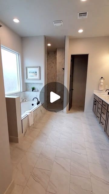 Cassity Kmetzsch on Instagram: "Step Inside Luxury! 🏡✨ Explore the Ultimate Master Bedroom En Suite with a Dreamy Walk-In Closet and Convenient Laundry Room! 👗🧺 Your Home Oasis Awaits! This design inspiration has all the amenities a master suite should have.   Let’s start with the laundry room. A huge room, with lots of storage cabinets, plus a sink. I love when a laundry room has a sink right there. And peep that pretty patterned tile backsplash for a touch of texture and design. Next we step into the master closet, with built-in drawers. Hallelujah. Places to hang clothes and store folded clothing. Plus, can we talk about natural light with the windows. And it doesn’t stop there, step into the Master bathroom. Storage cabinets, a huge soaker tub, walk in shower, separate toilet closet Wardrobe In Bathroom Master Bath, Walk In En Suite Shower Room, Walk In Closet Inside Bathroom, Master Bedrooms With Closet And Bathroom, Bathtub In Closet, Natural Toilet Design, Walk In Closet To Bathroom Master Suite, Built In Closet In Bathroom, Walking Closet In Bathroom