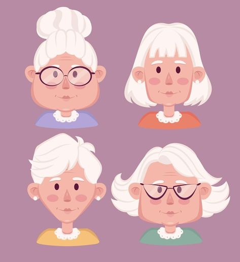 Old Woman Figure Drawing, Old Lady Art Drawings, Cute Grandma Illustration, Granny Illustration Art, Character Design Old Lady, Elderly Character Design, Grandma Illustration Character, Cute Grandma Drawing, Old Woman Cartoon