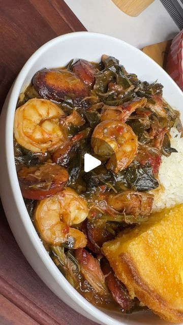 Gumbo With Greens, Collard Greens Gumbo Recipe, Gumbo Greens With Cabbage, Collard Green Gumbo With Shrimp, Collard Greens Gumbo, Collard Green Gumbo Recipe, Easy Gumbo Recipe Crockpot, Gumbo Greens Recipe With Shrimp, Gumbo Collard Greens