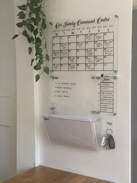 Acrylic Wall Calendar, Wall Organization System, Home Command Center, Family Command Center, Menu Plan, Home Organisation, Family Organizer, Home Organization Hacks, Room Makeover Inspiration