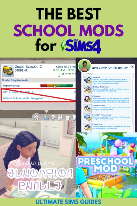 The school system in The Sims 4 is super basic and there are sims 4 school mods that can make the experience so much better #school #sims4school #sims4mods Sims 4 Faster Homework, Sims 4 School Activities, Home School Mod Sims 4, Sims4 Private School Mod, Sims4 School Mod, Sims 4 School Mods Patreon, Sims 4 Education Mod, Sims 4 Cc Preschool Mod, Sims 4 Cc Mods School