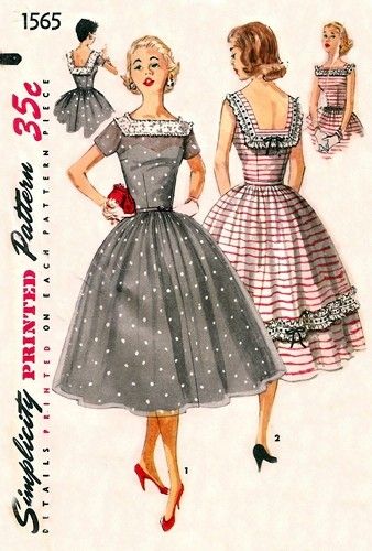 1950s Dress Patterns, Vintage Clothes Patterns, Patron Vintage, Vintage Fashion 1950s, Fashion Illustration Vintage, Vintage Dress Patterns, Fashion 1950s, Retro Mode, 50s Dresses