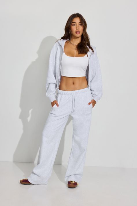 UltraFleece Straight Leg Sweatpants Gray | Garage Garage Sweatpants, Straight Leg Sweats, Light Grey Sweatpants, Trendy Sweatpants, Straight Leg Sweatpants, Fall Wishlist, Random Clothes, White Sweatpants, Garage Clothing