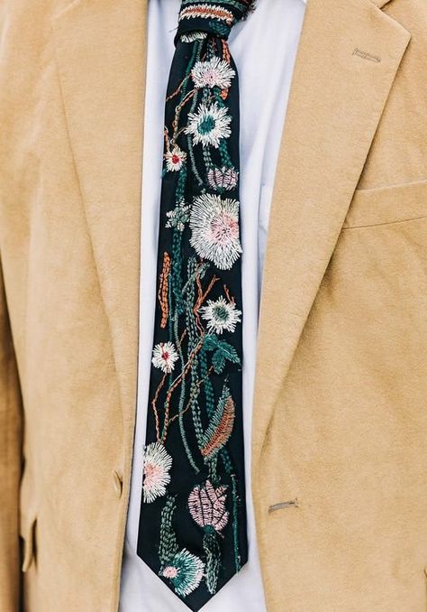 Embroidered Ties Wedding, Embroidered Tie Wedding, Embroidery Tie Men, Fairy Groom Suit, Embroidered Tie Men, Unique Groomsmen Attire, Wildflower Veil, Floral Tie Wedding, Veil Bow