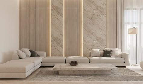 Carving Out Luxury Interiors With Stone And Wood Decor Sofas Ideas Living Room, Sofa Design Ideas, Living Room Wall Designs, Sala Grande, Wall Panelling, Living Room Design Decor, Design Room, Luxury House Designs, Marble Wall