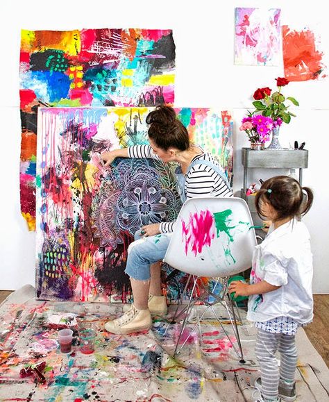 alisaburke: creating with a kid Kids Art Studio, Alisa Burke, Art Studio Space, Drawing Projects, Painting Studio, Happy Colors, Art Plastique, Creative Kids, Abstract Watercolor