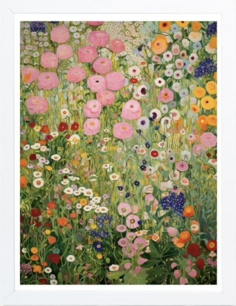 Klimt Flowers, Klimt Prints, Klimt Flower Garden, Van Gogh Flowers, Frameless Art, Poster Portrait, Sea Pictures, Klimt Paintings, Flowers Botanical