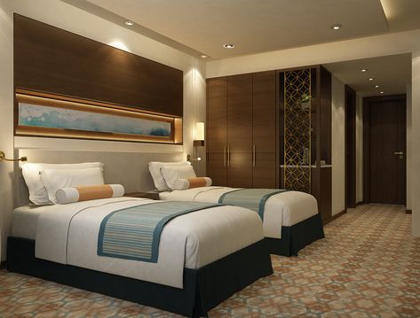 Bed For Hotel Room, Two Bed Hotel Room, Hotel Headboard Design, Hotel Bed Design, Hotel Room Design Luxury, Hotel Room Bed, Hotel Rooms Luxury, Interior Design Proposal, Hotel Headboard