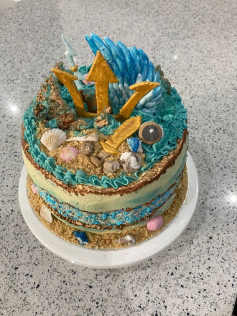 Percy Jackson Cake Ideas, Percy Jackson Birthday Cake, Pjo Party, Percy Jackson Cake, Percy Jackson Birthday, Percy Jackson Party, 14th Birthday Party Ideas, Book Themed Party, Sea Cake