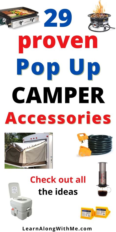 29 pop up camper accessories Pop Up Camper Outdoor Shower Ideas, Pop Up Camper Must Haves, Camping Accessories Ideas, Pop Up Camper Storage, Small Pop Up Camper Remodel, Tent Camping Set Up Ideas, Pop Up Camper Hacks, Pop Up Camper Organization, Pop Up Camper Accessories