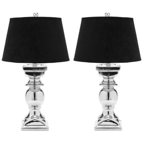 Modeled after the style of classic European balusters, the Helen Silver Baluster Lamp adds soft, lustrous light on a living room side table or bedroom nightstand. This lamp is crafted with silver-plated Light Elegance, Pc Table, Mirror Lamp, Deco Luminaire, Cfl Bulbs, Lamp Set, Living Room Side Table, Table Lamp Sets, Ceramic Base