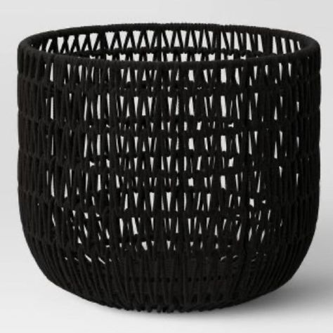 New threshold black rope basket Monogram Stockings, Black Basket, Blanket Basket, Decorative Basket, Round Storage, Round Basket, Black Rope, Rope Basket, Storage Organizer