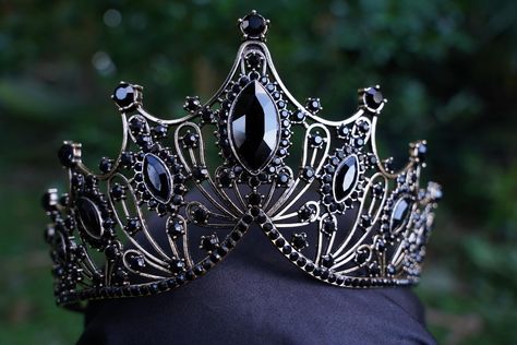 Black Crystal Crown, Crown Dark, Gothic Crown, Crown Bridal, Tiara Crown, Crystal Crown, Florida Usa, Bridal Tiara, Dark Gold