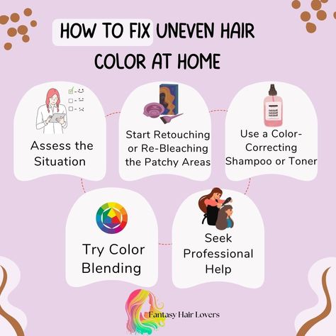 🎨✨ Uneven hair dye? Don't despair, there's a solution! Our guide reveals how to fix uneven hair color at home. Assess, retouch, and correct with color-correcting shampoo or toner. Blend, gloss, and create a seamless look. And remember, professional help is always an option for tailored solutions. Get ready to rock flawless locks! 💁‍♀️💇‍♀️ Uneven Hair, Hair Color At Home, Homemade Garden Decorations, Color Correcting, Fantasy Hair, Professional Help, Hair Dye, Hair Colors, Fix It