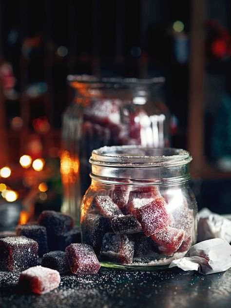 Mulled Wine Jelly Sweets | Jamie Oliver Mulled Wine Jelly, Christmas Pickles, Baked Gifts, Wine Jelly, Jelly Sweets, Christmas Hampers, Hamper Ideas, Homemade Foods, Christmas Food Gifts