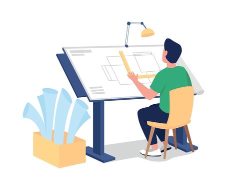 Male architect at work flat color vector faceless character Male Architect, Faceless Character, Character Flat Design, Designer Drawing, Character Flat, Character Designer, Education Architecture, Web Graphic Design, Vector Character