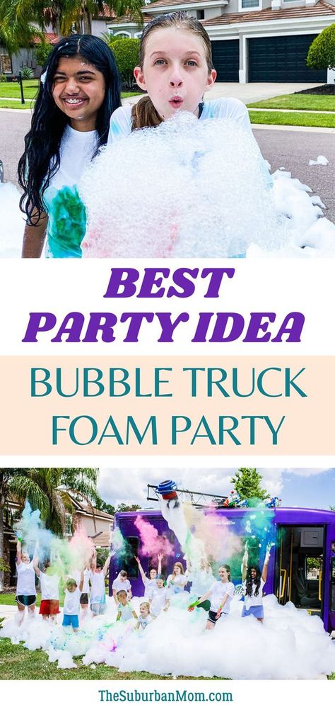 Summer Kick Off Party Ideas, Diy Foam Party, Summer Kick Off Party, Dino Volcano, Water Birthday Parties, Underwater Birthday, Water Birthday, Bubble Birthday Parties, Bubble Birthday