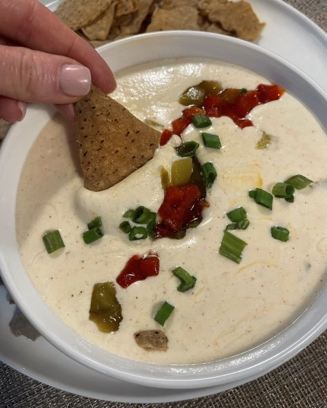 The Easiest High Protein Queso with Cottage Cheese Protein Queso, Cottage Cheese Queso Dip, Cheese Queso Dip, Cottage Cheese Queso, Cottage Cheese Dips, Cheese Queso, Queso Dip Recipes, Game Day Appetizers, 3 Ingredient Recipes